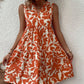 Printed Notched Sleeveless Mini Dress
