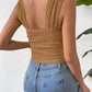Full Size Textured Square Neck Wide Strap Tank