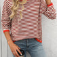 Mandy Striped Round Neck Long Sleeve Sweater
