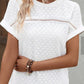 Eyelet Round Neck Short Sleeve Blouse