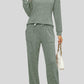 Ribbed Long Sleeve Top and Pocketed Pants Set