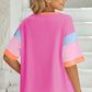 Lovelet Color Block Round Neck Half Sleeve T-Shirt