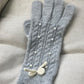 Thermal Pearl Detail Bow Five-Finger Gloves