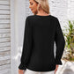 Applique V-Neck Flounce Sleeve T-Shirt