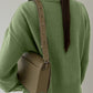Side Slit Turtleneck Drop Shoulder Sweater