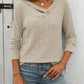 Ribbed V-Neck Long Sleeve T-Shirt