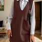 V-Neck Sleeveless Sweater Dress with Pockets