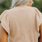 Texture Round Neck Cap Sleeve Top