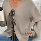 Perfee Tied Contrast Heart V-Neck Long Sleeve Cardigan