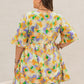 Plus Size Printed V-Neck Half Sleeve Mini Dress