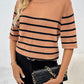 Striped Round Neck Half Sleeve Knit Top