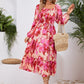 Full Size Printed Long Sleeve Midi Dress