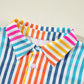 Striped Collared Neck Long Sleeve Shirt