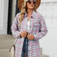 Plaid Collared Neck Long Sleeve Shirt