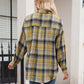 Pocketed Plaid Collared Neck Long Sleeve Shirt