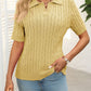Mandy Cable Knit Johnny Collar Half Sleeve Sweater