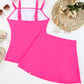 Full Size Hot Pink Square Neck Top and Skirt Swim Set