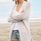 Openwork Side Slit Open Front Long Sleeve Cardigan