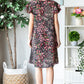 Heimish Full Size Printed Ruffled Short Sleeve Dress with Pockets