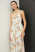 Be Cool Floral Peach Hibiscus Button Down Cami Midi Dress *