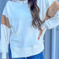 Slit Color Block Long Sleeve Sweatshirt