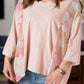 Slit Floral V-Neck Three-Quarter Sleeve Blouse