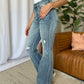 Judy Blue Full Size Medium Rise Tummy Control Destroy Flare Jeans