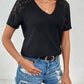 Full Size Lace Detail V-Neck Short Sleeve T-Shirt