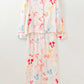 Bow Print Collared Neck Long Sleeve Top and Pants Lounge Set