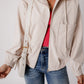 Pocketed Zip Up Long Sleeve Hooded Jacket