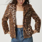 Fuzzy Leopard Collared Neck Jacket