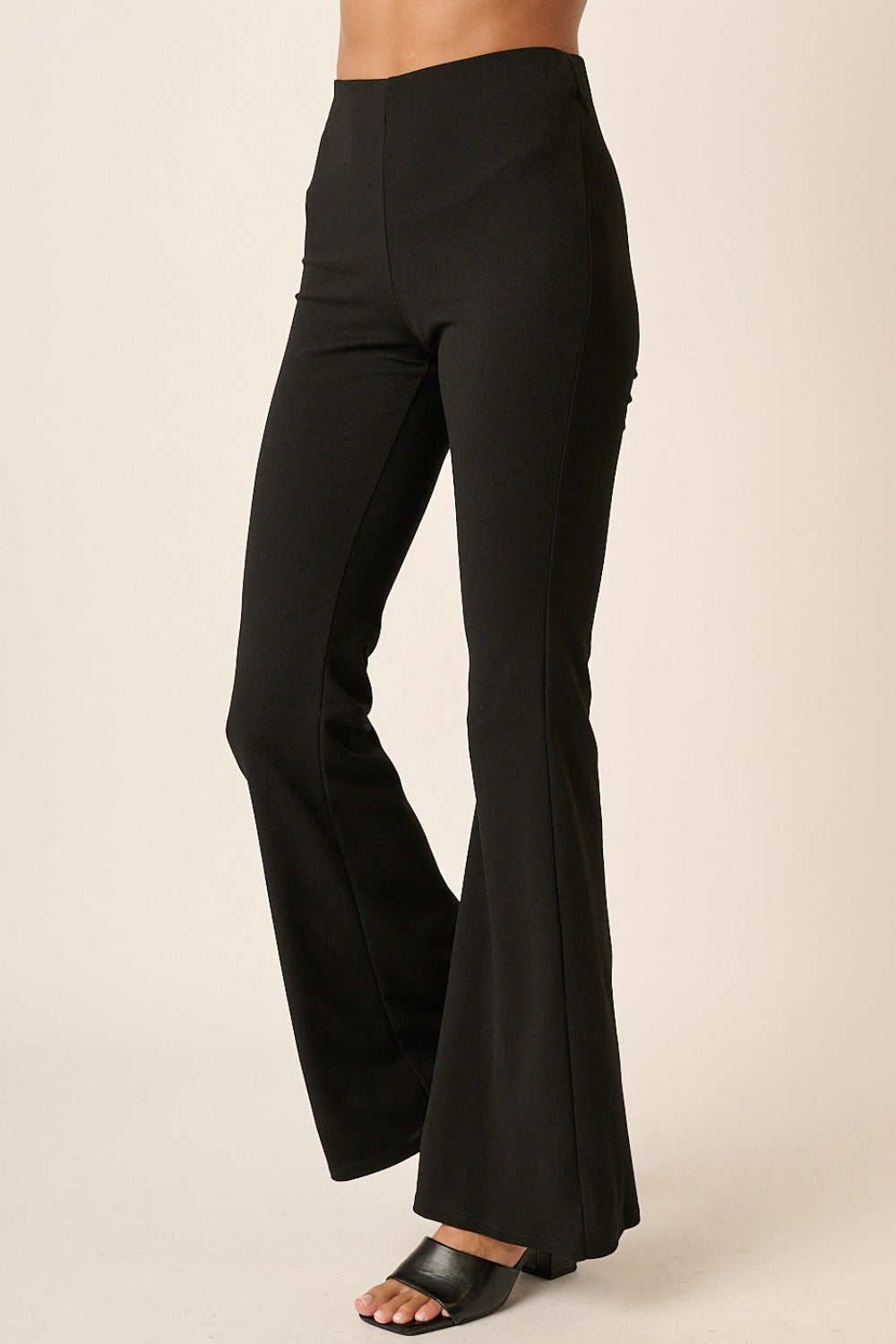 Mittoshop Crepe Knit Elastic Waist Flare Leg Pants *
