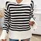 Striped Collared Neck Long Sleeve Sweater
