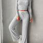 Round Neck Long Sleeve Top and Drawstring Pants Set