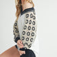 Aemi+Co Crochet Contrast Stitching V Neck Top