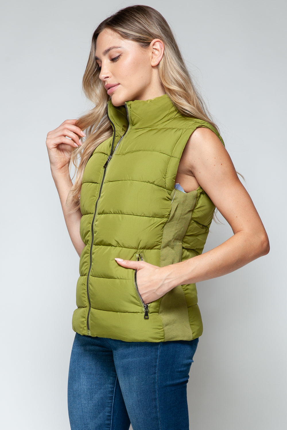 Snobbish Zip Up Turtleneck Vest with Pockets *