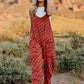 Double Take Full Size Printed V-Neck Sleeveless Jumpsuit