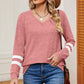 Striped V-Neck Long Sleeve T-Shirt
