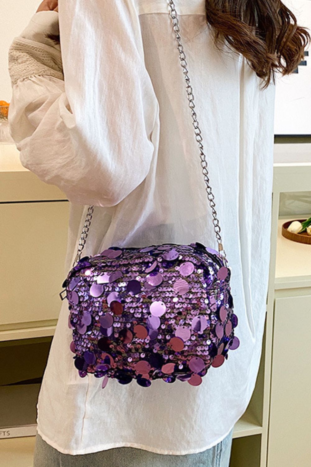 Sequin Chain Shoulder Bag