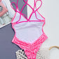 Leopard Plunge Spaghetti Strap One-Piece Swimwear