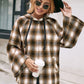 Pocketed Plaid Long Sleeve Hooded Jacket