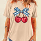 Cherry Graphic Round Neck Short Sleeve T-Shirt