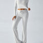 Devine Round Neck Long Sleeve Top and Drawstring Pants Set