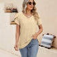Eyelet Petal Sleeve V-Neck Knit Top