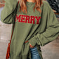MERRY Side Slit Long Sleeve Sweatshirt