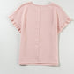 Full Size Round Neck Frill Short Sleeve T-Shirt
