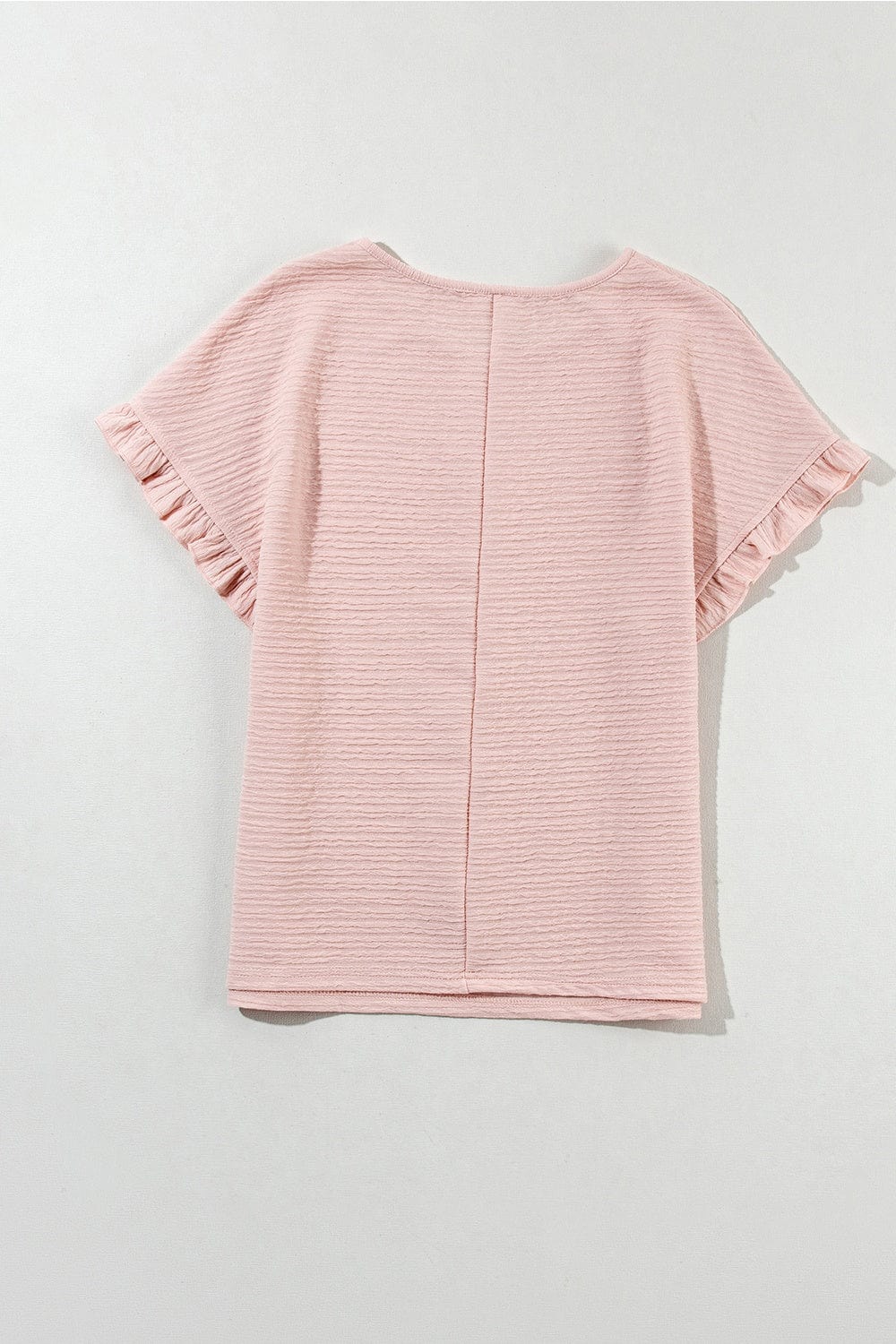 Full Size Round Neck Frill Short Sleeve T-Shirt