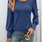 Full Size Decorative Button Round Neck Long Sleeve T-Shirt
