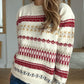 Geometric Round Neck Long Sleeve Sweater