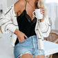 Striped Open Front Long Sleeve Cardigan